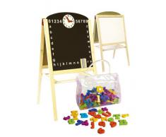 Leomark Lavagna per bambini 2 in 1 Lavagna per dipingere Lavagna magnetica in Legno compresi accessori oltre 100 pezzi giocattoli educativi