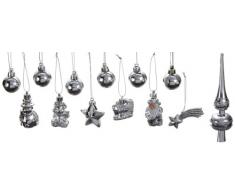 Brauns-Heitmann 83099 - Set di 13 mini decorazioni per albero di Natale, inclusi 3 puntali (3,5 - 14,5 cm), colore argento