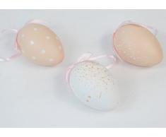 Pz 6 Uova Da Appendere Salmone/bianche 6 Cm Decorazioni E Addobbi Pasqua