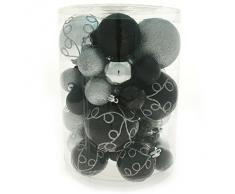 WeRChristmas - Set di decorazioni natalizie, con 50 palline in plastica infrangibile argento/nero