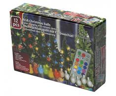 Set di 12 palle per albero di Natale con LED RGB, Telecomando incluso per cambio colori