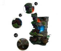 X&L Resina artigianato acqua roccioso fontana Lucky Feng Shui rotondo creativo home hotel ristorante decorazione doni artigianato (24.8 * 23.3 * 37,8 centimetri) , 24.8*23.3*37.8cm