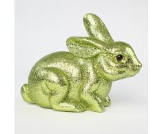 Oster coniglietto coniglio Pasqua Oster nido plastica e Glitter seduto, 16,5 cm verde chiaro