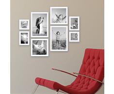 Set da 8 cornici, ogni paio da 10x10, 10x15, 20x20 e 20x30 cm, include accessori, per la progettazione di una parete d'immagini o di foto / cornici per foto
