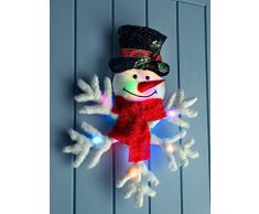 WeRChristmas - Decorazione natalizia a forma di pupazzo di neve su fiocco, alto 50 cm, illuminata da 18 luci LED a colori cangianti