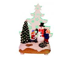 Star - Decorazione natalizia a LED, motivo Babbo Natale con bambini, LED verde, misure approssimative 14 x 8 cm, funzionamento a batteria, confezione 4 colori