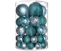 WeRChristmas - Set di decorazioni natalizie, con 50 palline in plastica infrangibile turchese blu