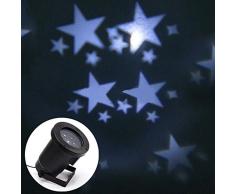 GESIMEI LED In Movimento Bianca Stella Faretti Interno/ Esterno messa a terra Prato Proiettore Lampada Impermeabile Scintillante Paesaggio Lampada Decorativo Illuminazione per Natale Vacanza Partito Casa Terrazza Parete Albero Palcoscenico