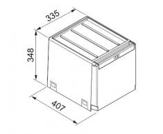 Franke 40 Cube - Pattumiera estraibile a 3 scomparti, per la raccolta differenziata, scorrevole, 1 secchio 14 l + 2 secchi da 7 l, colore: Grigio ardesia/Grigio chiaro/Rosso