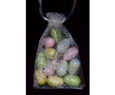 Gisela Graham Linea pasquale-Confezione da 12 colori a pastello, in legno, a forma di uovo di pasqua, decorazioni natalizie, colore: verde, giallo e rosa