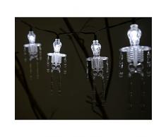 WER Natale 10 scheletri qui FIUME lic con luci bianche LED per la decorazione n Halloween, traslucido ANCORA acido