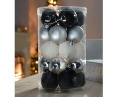 WeRChristmas - Confezione da 25 palle di natale per decorazioni/addobbi, colore: nero/argento