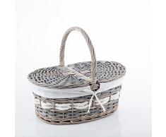 CESTO TIPO PICNIC VIMINI GRIGIO FODERATO 44X31H19