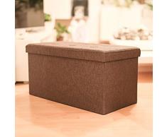Relaxdays Cassapanca in Lino Ripiegabile, 76 X 38 X 38 cm, Marrone