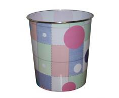 JVL - Cestino gettacarta in plastica, motivo a quadri, 25x26,5 cm