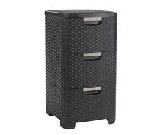 Curver 206313 Style - Cassettiera in polipropilene, aspetto in vimini, 3 x 14 L