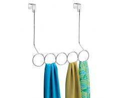 mDesign Portasciarpe da Porta, Senza Intoppi per Sciarpe, Cravatte, Cinture, Scialli, Pashmine, Accessori - 5 Anelli, Cromo