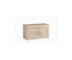 BAULE CASSAPANCA LEGNO DECORATO A MANO DIPINTO ANTICATO COUNTRY COLLECTION