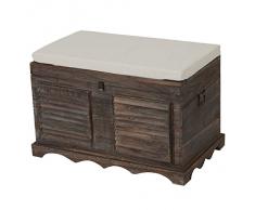 Serie vintage baule contenitore cassapanca legno paulonia 45x76x50cm ~ marrone
