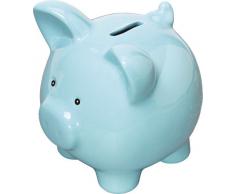 Suki Baby 10012 - Salvadanaio di Ceramica A Forma di Maialino, Azzurro