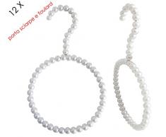 HDW - GRUCCE GANCIO TONDO IN PERLE BIANCHE APPENDI FOULARD/SCIARPE PEZZI 12