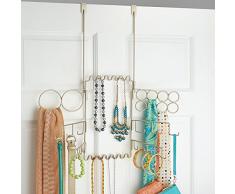 mDesign Porta-accessori per anelli, orecchini, bracciali, collane, cinture, sciarpe, da appendere alla porta, colore: bronzo