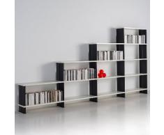 Étagère escalier NIKKA Bibliothèque de rangement blanc mueble TV da salon Flancs BLANC cm. 360 x 176 h x 30
