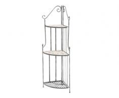 Siena Garden 246954 Fiore Etagère d'Angle 3 Planches Acier Argent/Noir Aspect Mosaïque