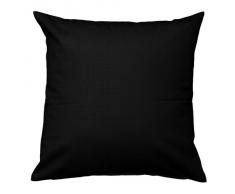 Homescapes Coussin décoratif, 45 x 45 cm, Couleur Noir, effet Toile de Lin avec fermeture-éclair