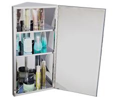 Armoire miroir rangement toilette salle de bain meuble mural d'angle acier inoxydable 60x30x18,4cm neuf 51