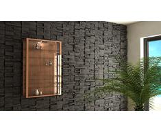 VCM 906108 Vitrosa Mini Vitrine Mural avec Eclairage LED Bois Marron 90 x 59 x 18 cm