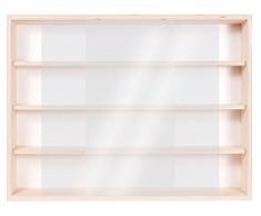 V60.4- Vitrine murale 60 x 39 x 8,5 cm Rayonnages rangement étagère en bois brut collection collection miniature collecteur affichage pion petit article vitres en plexiglas clair meuble armoire pas cher