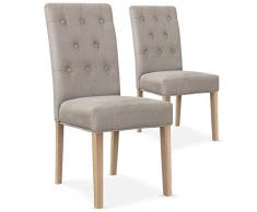 Lot de 2 chaises capitonnées Gaya tissu beige