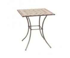 Siena Garden 247010 Fiore Table Acier Argent/Noir/Mosaïque 64 x 64 cm