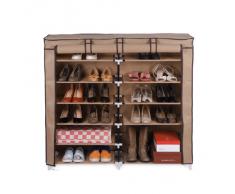 Songmics Armoire/étagères à chaussures 7 couches 36 paires de chaussures avec housse en toile avec zip couleur brun clair 115 x 110 x 28 cm RXJ12K