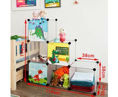 SoBuy FSS11, DIY 6 cubes, étagère de rangement modulable plastique, bibliothèque pour enfant, Cadre en métal, Armoire