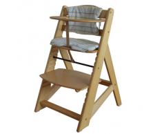 Chaise Haute en bois Ajustable Chaise bébé Escalier chaise haute NATURE HC2533-D01 Creme