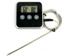 Yoko Design 1113 Thermomètre Sonde de Cuisson Plastique Noir/Chromé 7,8 x 1,5 x 7,8 cm