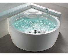 Baignoire Jacuzzi Florence avec 14 Jets De Massage + Chauffage + Désinfection À L'ozone + éclairage / Lumière + Chute d'eau + Radio - Baignore d'angle Bain moussant Jakuzzi intérieur / favorable