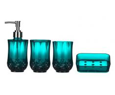 Premier Housewares 1601512 Cristallo Set de 4 Accessoires de Salle de Bain Plastique Bleu