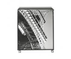Simmob MUST095NO751 Tour Eiffel 750 751 Meuble Informatique à Roulettes avec Rideau Imprimé Bois Noir 53,2 x 79,2 x 93,8 cm