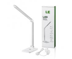 LE 8W Lampe de Bureau LED, 7 Niveaux de variations de luminosité,500LM 6000K Réglable par pavé Tactile, Variateur, Système de Contrôle Tactile, Lampe de table Pliable, Lampe de lecture, Lampe de chevet, Blanche