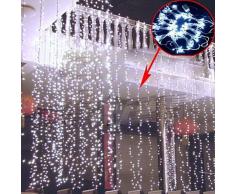 KKGUD LED Guirlande Rideau Lumineux 4M×3M 400 leds avec la Prise Française 8 Modes de Flash pour Décoration Noël / Soirée / Festival/ Mariage, Fête (Blanc)