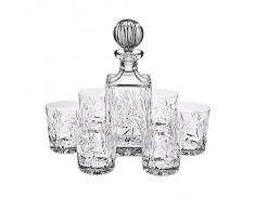 Coffret avec 1 carafe à whisky et 6 verres à whisky - cristal -"ROTATION STAR", Whiskyset, Service à Whisky Cristal 7 pièces est livré dans une smart présentation boîte cadeau, style moderne (GERMAN CRYSTAL powered by CRISTALICA)