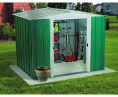 Chalet-Jardin RMG8662 Abri de Jardin Acier Galvanisé Vert/Beige 253 x 181 x 177 cm