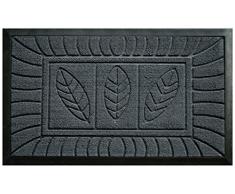 Tapis Déco Tapis dEntrée Feuilles Polypropylène/Cao Gris 75 x 45 cm
