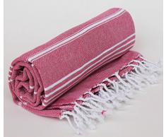 Fouta Drap de hammam EXPRESS DELIVERY Serviette de plage Nappe Jeté de canapé 100% coton SULTAN Fuschia