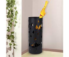 Songmics 49cm Porte parapluies Parapluie en Métal Carré Rond Noir LUC23B