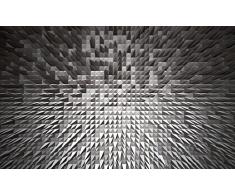 DELESTER DESIGN 1784P8 Papier Peint Murale Compose en 4 Panneaux 3D Carrés Gris 368 x 254 cm