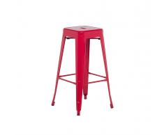 Sgabello da bar in metallo rosso - Sgabello design da cucina - 76cm - CABRILLO